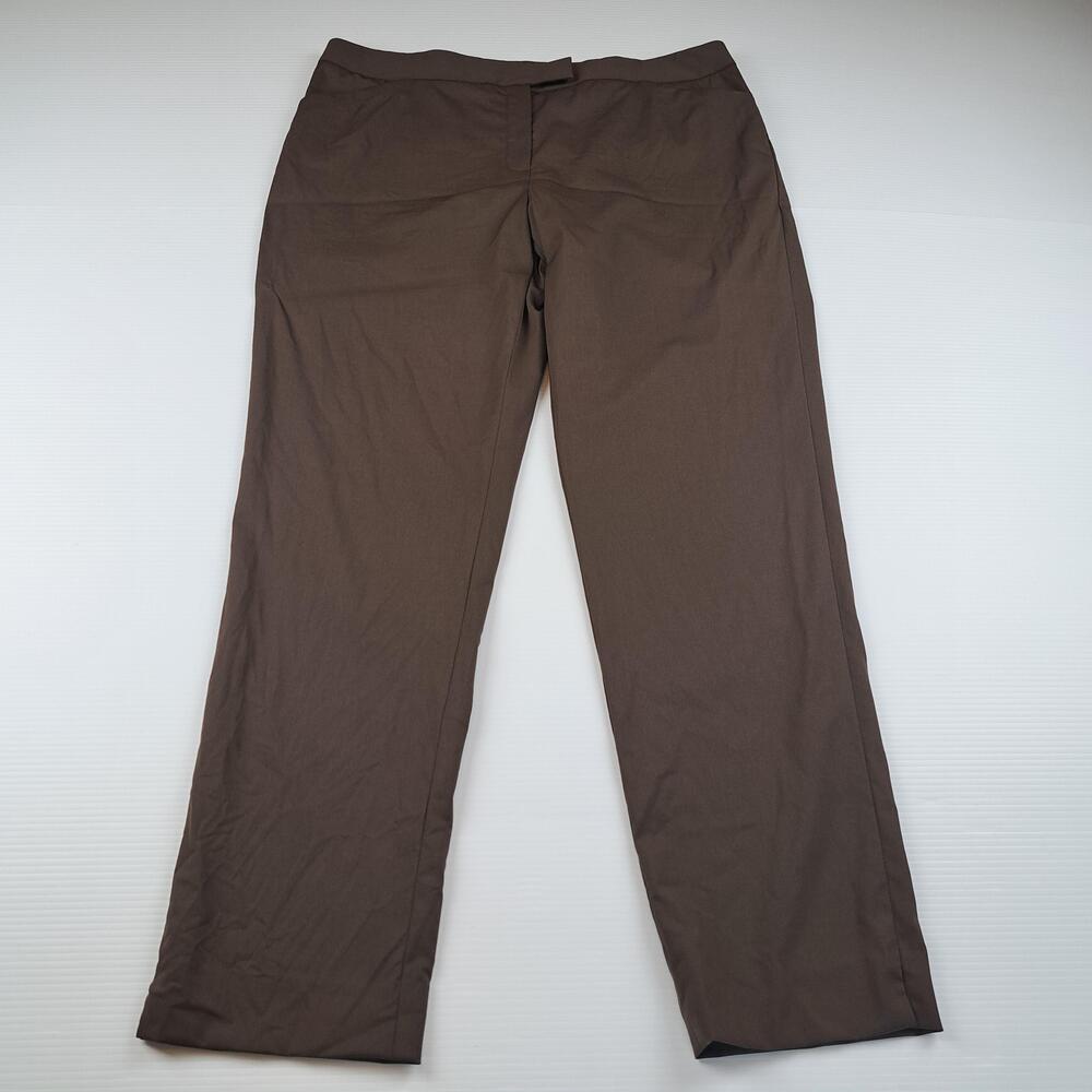 Lafayette 148 New York Pants Womens 12 Brown Wool Twill Irving Stretch Career